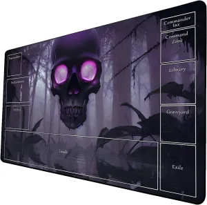AI Painting TCG Playmat - MTG Trading Card Game Mat with Zone Layout, 24x14 Inches Premium MTG Play Mat - The Perfect Companion for Intense Card Battles - Fantasy Dark Skull Black Lotus 424A319