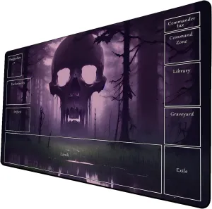 AI Painting TCG Playmat - MTG Trading Card Game Mat with Zone Layout, 24x14 Inches Premium MTG Play Mat - The Perfect Companion for Intense Card Battles - Fantasy Dark Skull Black Lotus 424A334