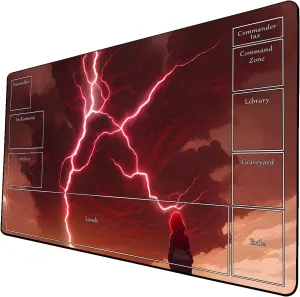 AI Painting TCG Playmat - MTG Trading Card Game Mat with Zone Layout, 24x14 Inches Premium MTG Play Mat - The Perfect Companion for Intense Card Battles - Fantasy Dark Skull Black Lotus 424A347