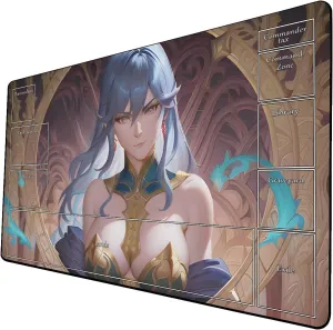 AI Painting TCG Playmat - MTG Trading Card Game Mat with Zone Layout, 24x14 Inches Premium MTG Play Mat - The Perfect Companion for Intense Card Battles - Fantasy Dark Skull Black Lotus 509A110