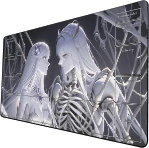 AI Painting TCG Playmat - MTG Trading Card Game Mat with Zone Layout, 24x14 Inches Premium MTG Play Mat - The Perfect Companion for Intense Card Battles - Fantasy Dark Skull Black Lotus 509A117