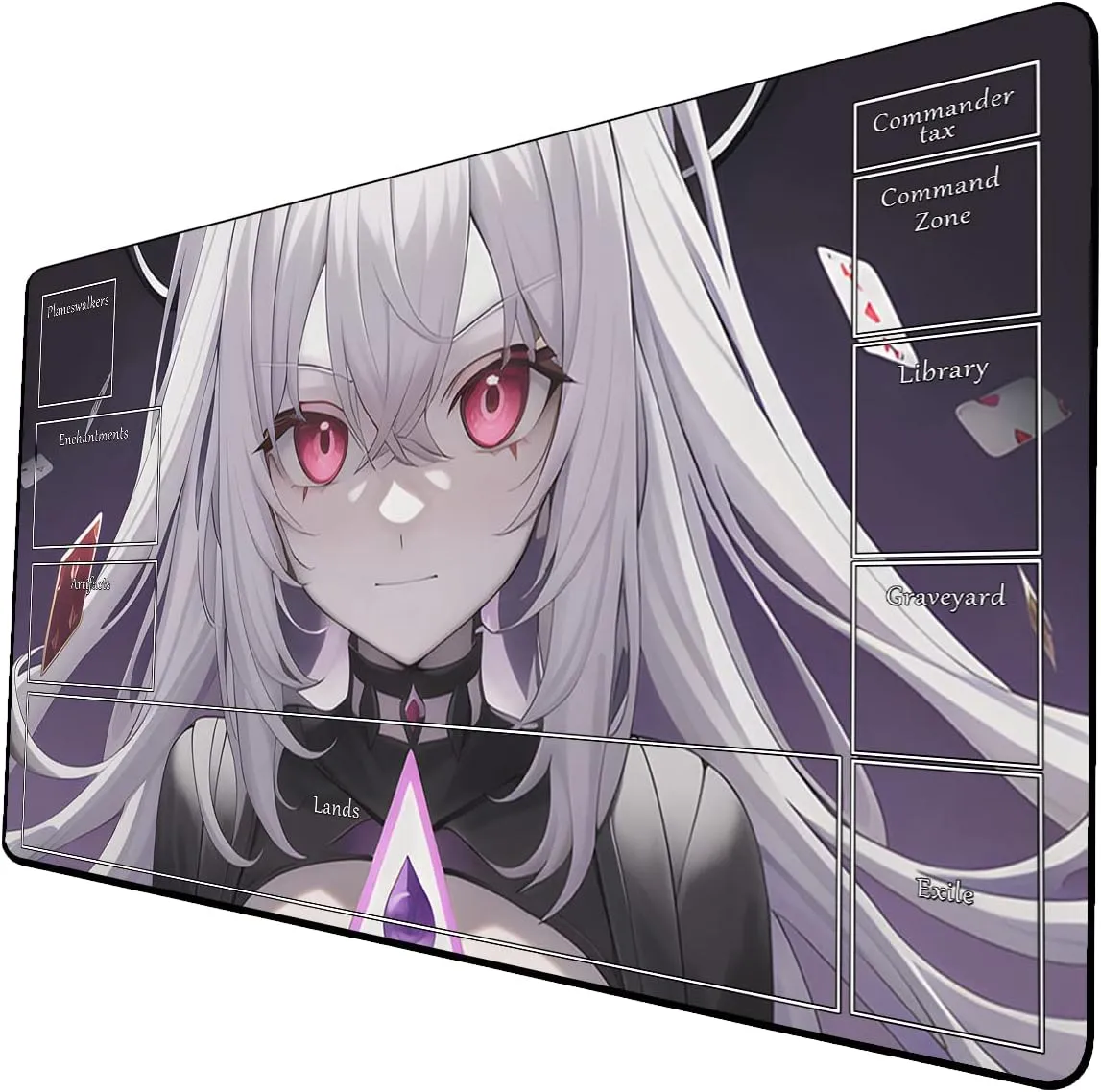AI Painting TCG Playmat - MTG Trading Card Game Mat with Zone Layout, 24x14 Inches Premium MTG Play Mat - The Perfect Companion for Intense Card Battles - Fantasy Dark Skull Black Lotus 509A270