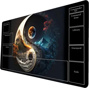 AI Painting TCG Playmat - MTG Trading Card Game Mat with Zone Layout, 24x14 Inches Premium MTG Play Mat - The Perfect Companion for Intense Card Battles - Fantasy Dark Skull Black Lotus 519A264
