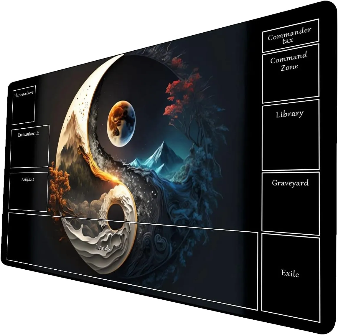 AI Painting TCG Playmat - MTG Trading Card Game Mat with Zone Layout, 24x14 Inches Premium MTG Play Mat - The Perfect Companion for Intense Card Battles - Fantasy Dark Skull Black Lotus 519A264