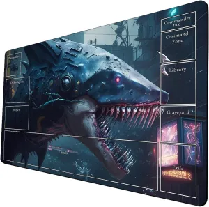 AI Painting TCG Playmat - MTG Trading Card Game Mat with Zone Layout, 24x14 Inches Premium MTG Play Mat - The Perfect Companion for Intense Card Battles - Fantasy Dark Skull Black Lotus A04