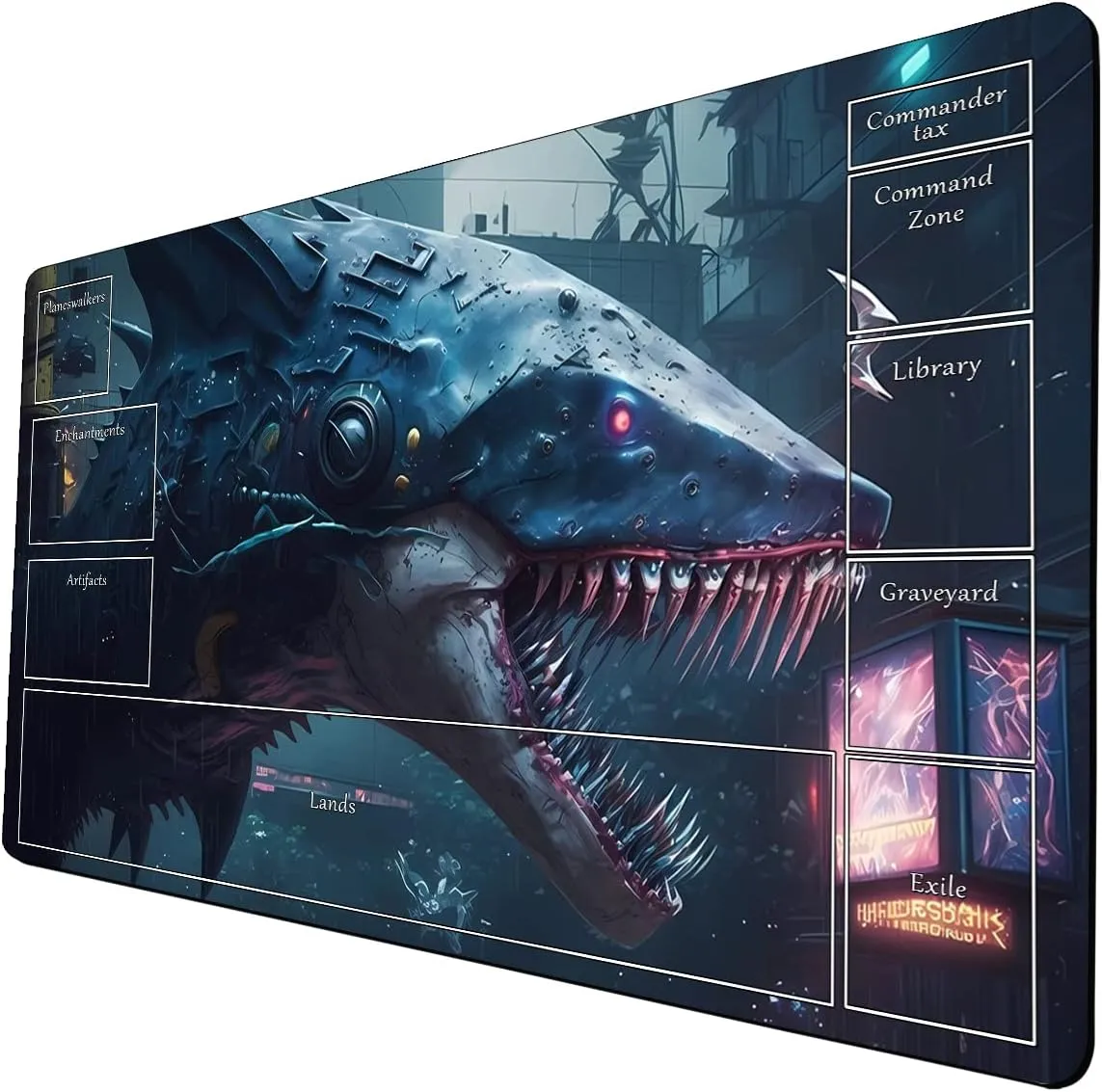 AI Painting TCG Playmat - MTG Trading Card Game Mat with Zone Layout, 24x14 Inches Premium MTG Play Mat - The Perfect Companion for Intense Card Battles - Fantasy Dark Skull Black Lotus A04