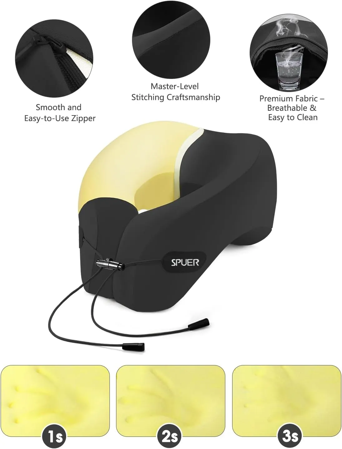 Airplane Travel Pillow – Neck Pillow for Sleeping with Memory Foam for Flights, Cars & Office Naps, Travel Accessories with Eye Mask, Earplugs & Storage Bag