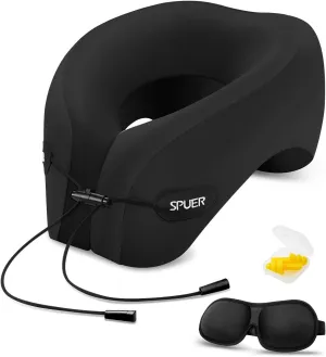 Airplane Travel Pillow – Neck Pillow for Sleeping with Memory Foam for Flights, Cars & Office Naps, Travel Accessories with Eye Mask, Earplugs & Storage Bag