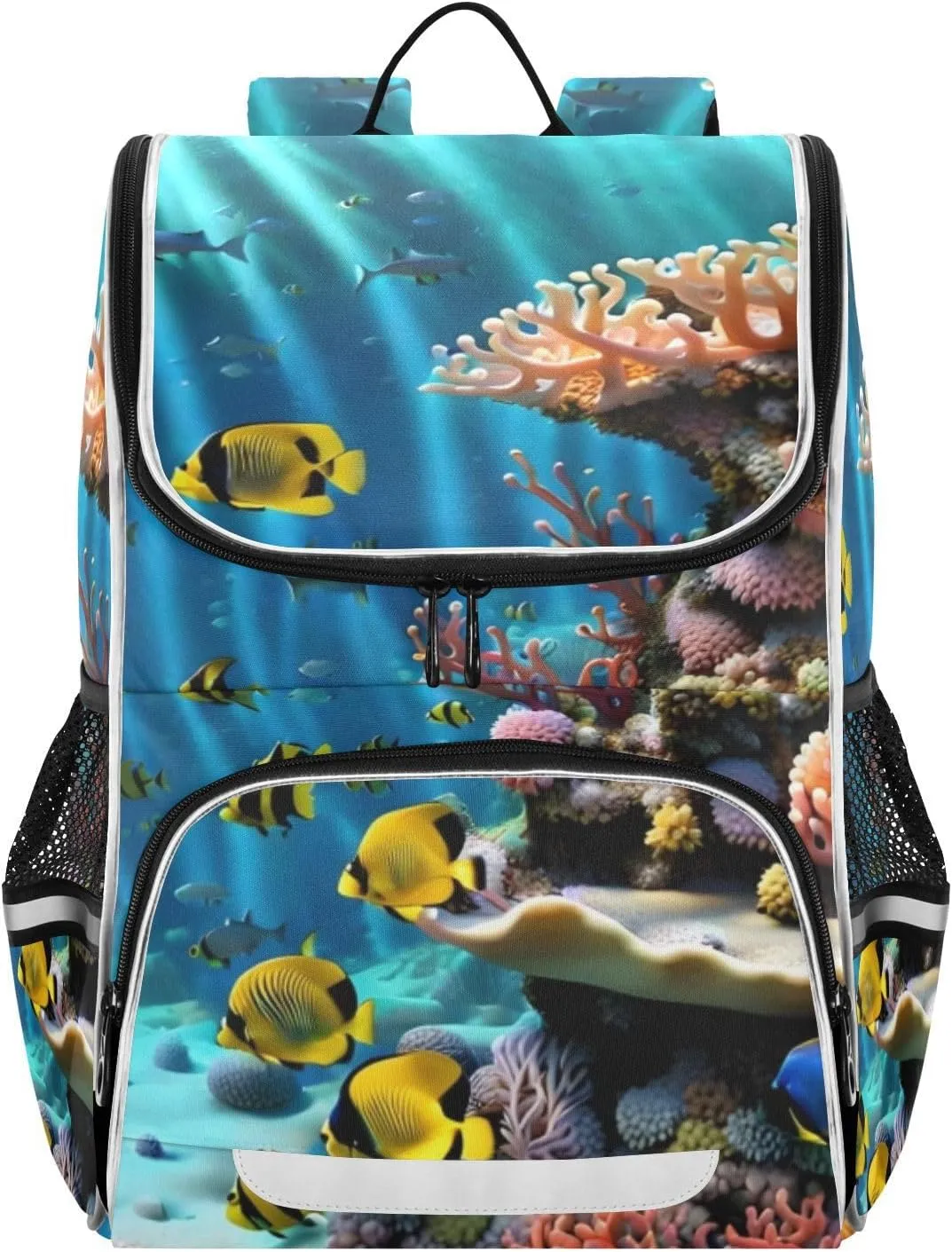 AIXIWAWA Seafloor Kids Backpack for School Travel Hiking, Large Capacity Causal Daypack School Bag with Reflective Strips for Boys Girls