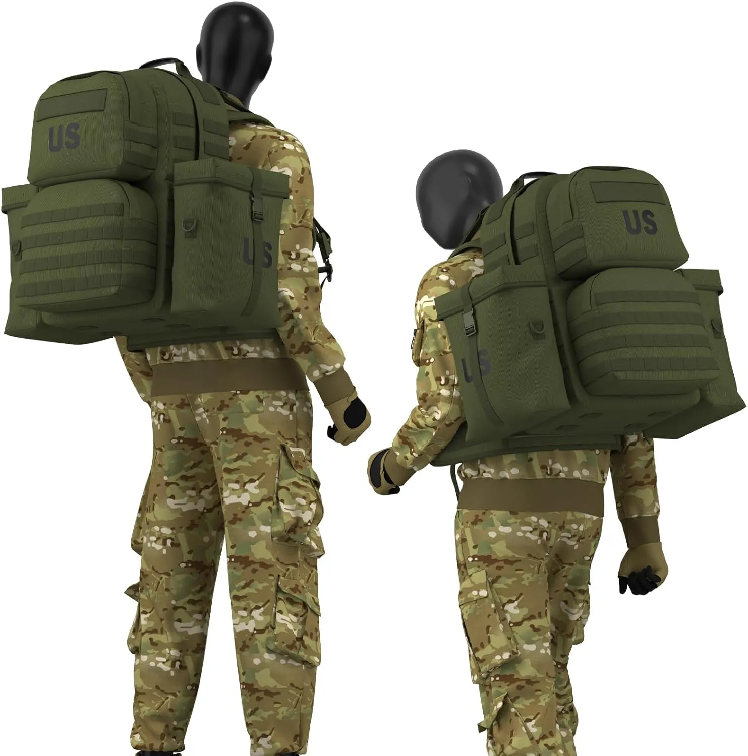 Akmax MOLLE II Medium Rucksack Military Tactical Backpack with Detachable Side Pouches & Upgraded Frame for Enhanced Comfort