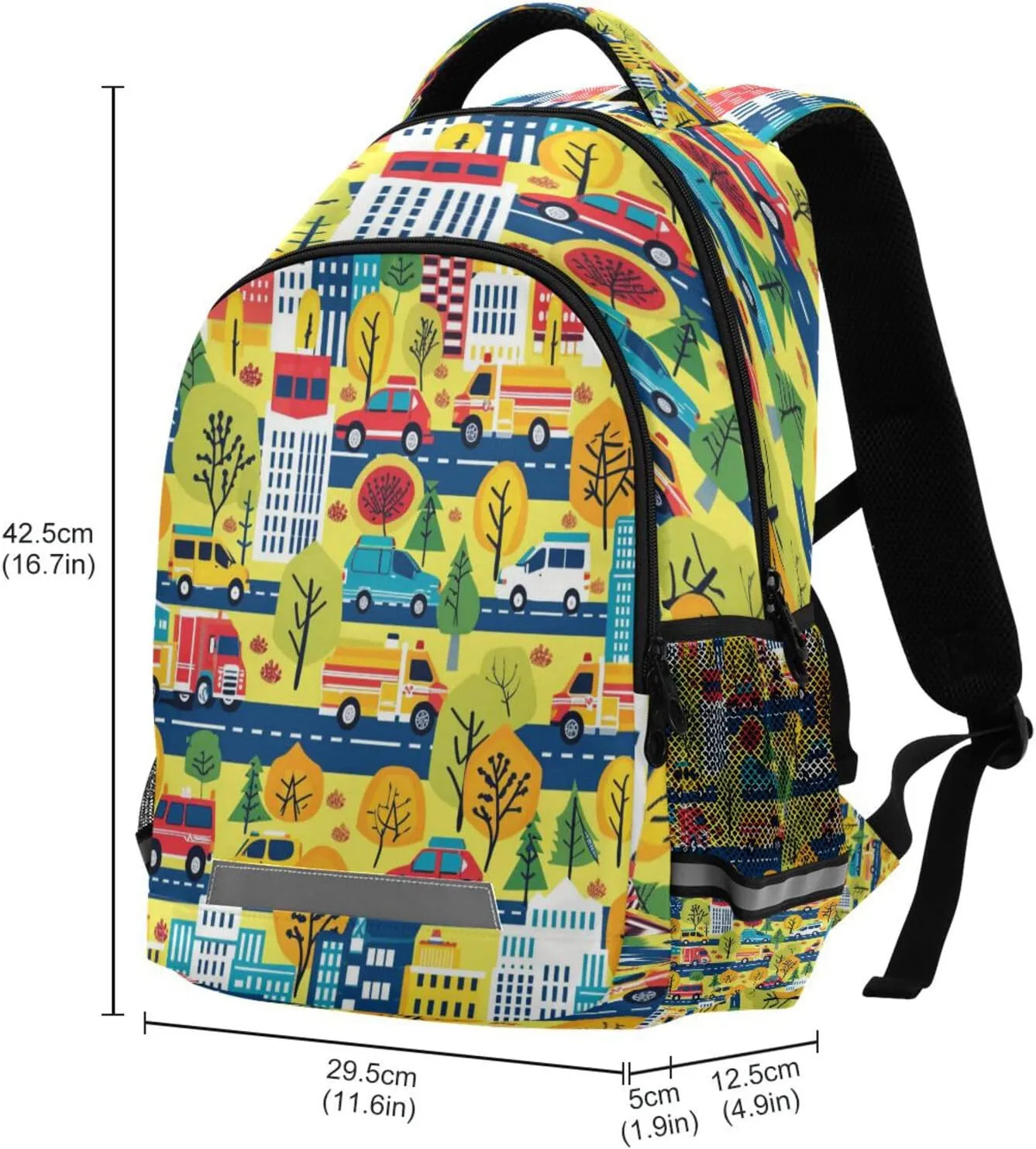 ALAZA City Building Road Cars Truck Backpacks Travel Laptop Daypack School Book Bag for Men Women Teens Kids