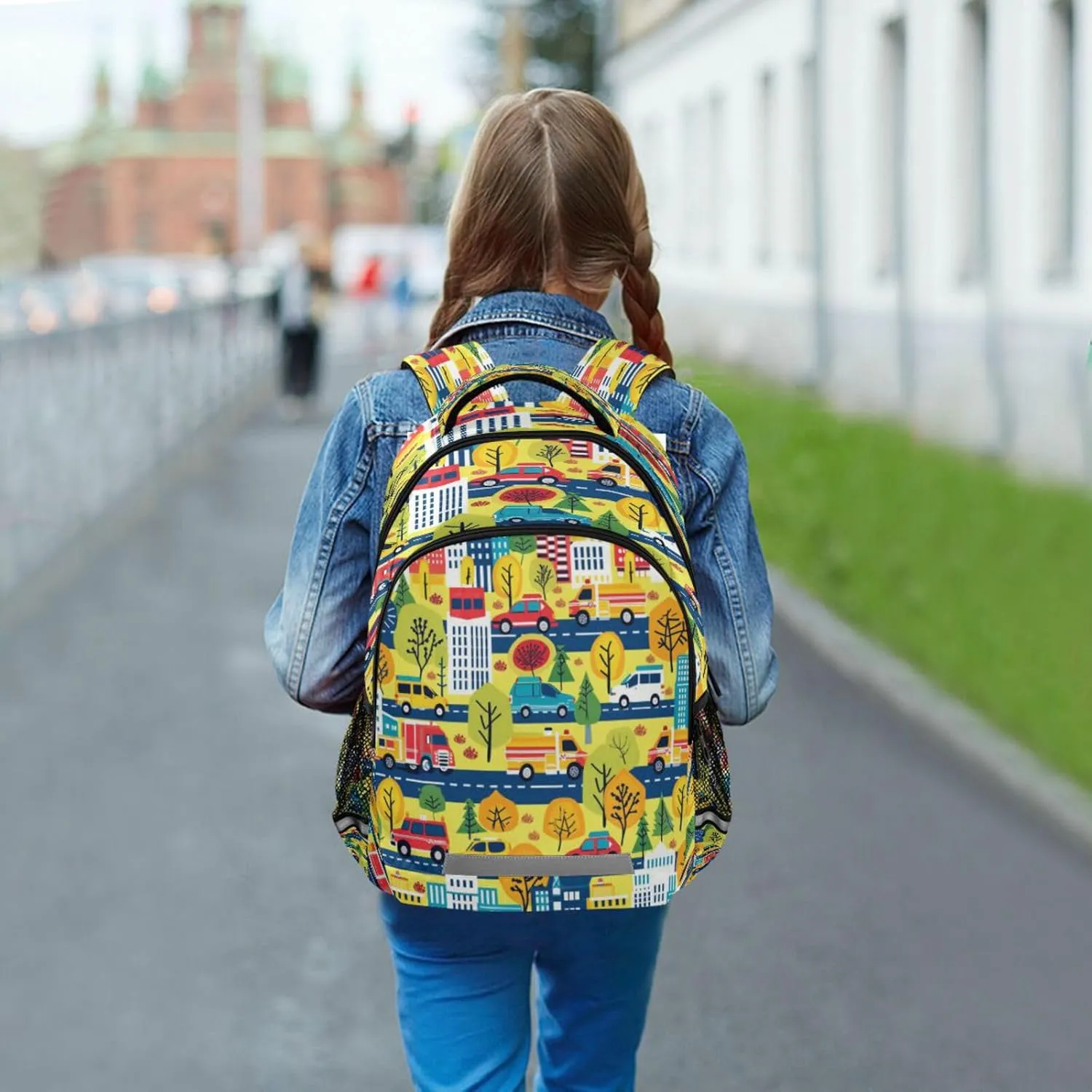 ALAZA City Building Road Cars Truck Backpacks Travel Laptop Daypack School Book Bag for Men Women Teens Kids