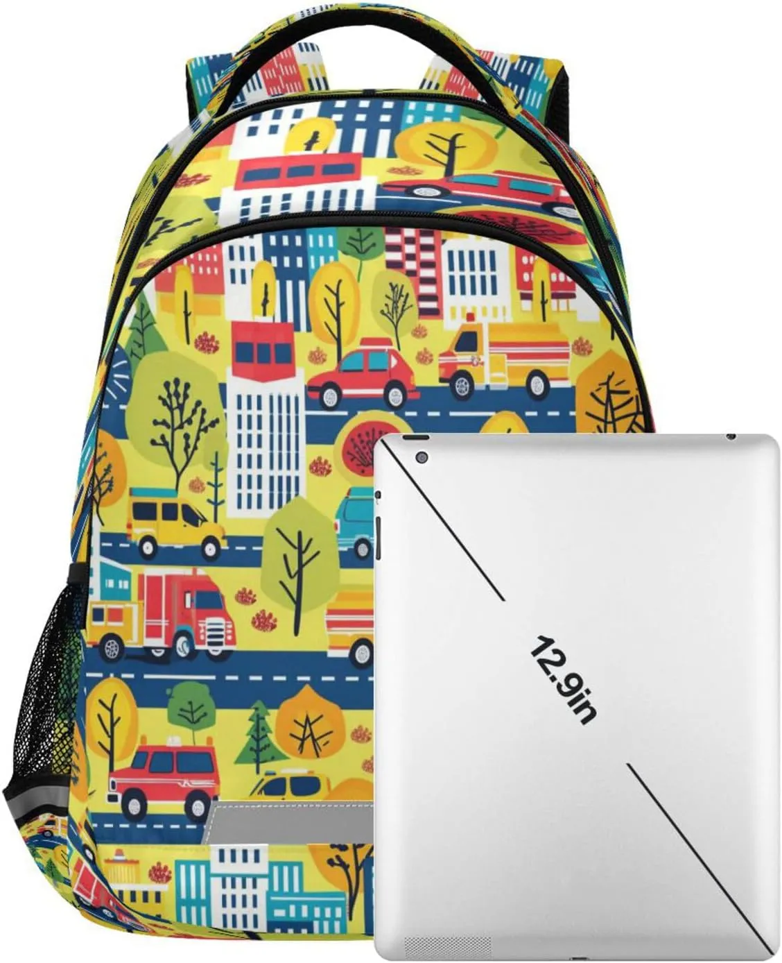 ALAZA City Building Road Cars Truck Backpacks Travel Laptop Daypack School Book Bag for Men Women Teens Kids