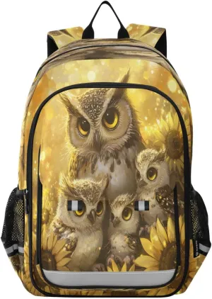 ALAZA Family Owl Sunflower Backpack College Middle High School Bag Laptop Bag Casual Dayback Travel Business 17 inch
