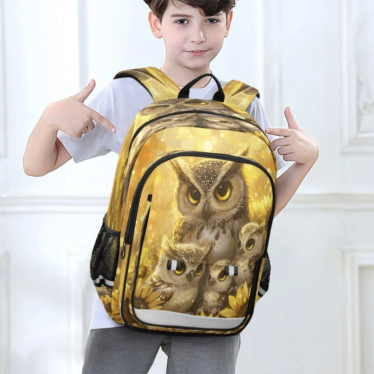 ALAZA Family Owl Sunflower Backpack College Middle High School Bag Laptop Bag Casual Dayback Travel Business 17 inch