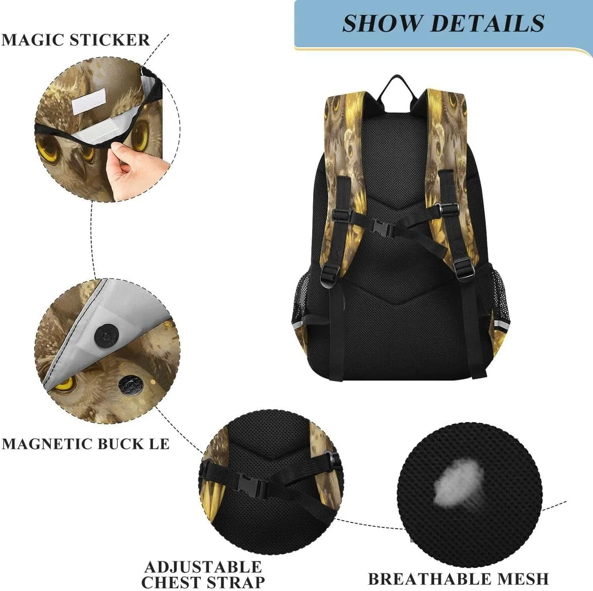 ALAZA Family Owl Sunflower Backpack College Middle High School Bag Laptop Bag Casual Dayback Travel Business 17 inch