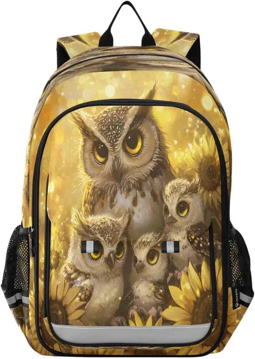 ALAZA Family Owl Sunflower Backpack College Middle High School Bag Laptop Bag Casual Dayback Travel Business 17 inch