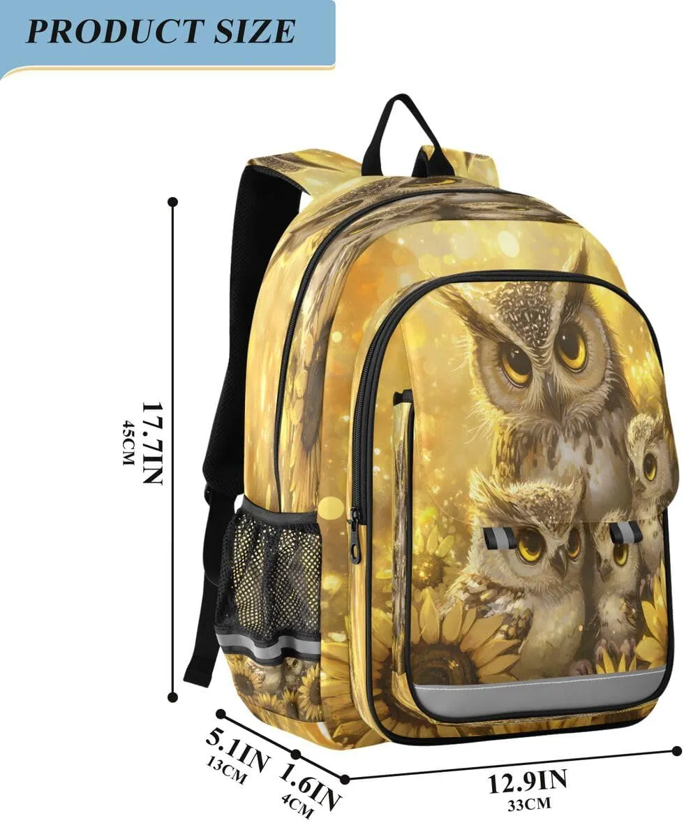 ALAZA Family Owl Sunflower Backpack College Middle High School Bag Laptop Bag Casual Dayback Travel Business 17 inch
