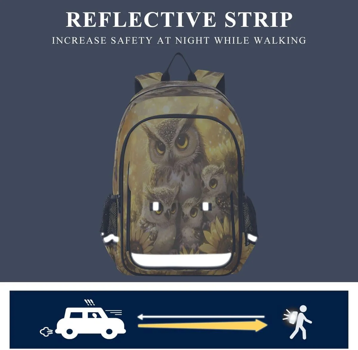ALAZA Family Owl Sunflower Backpack College Middle High School Bag Laptop Bag Casual Dayback Travel Business 17 inch