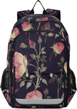 ALAZA Floral Roses Watercolor Casual Backpack Travel Daypack Bookbag