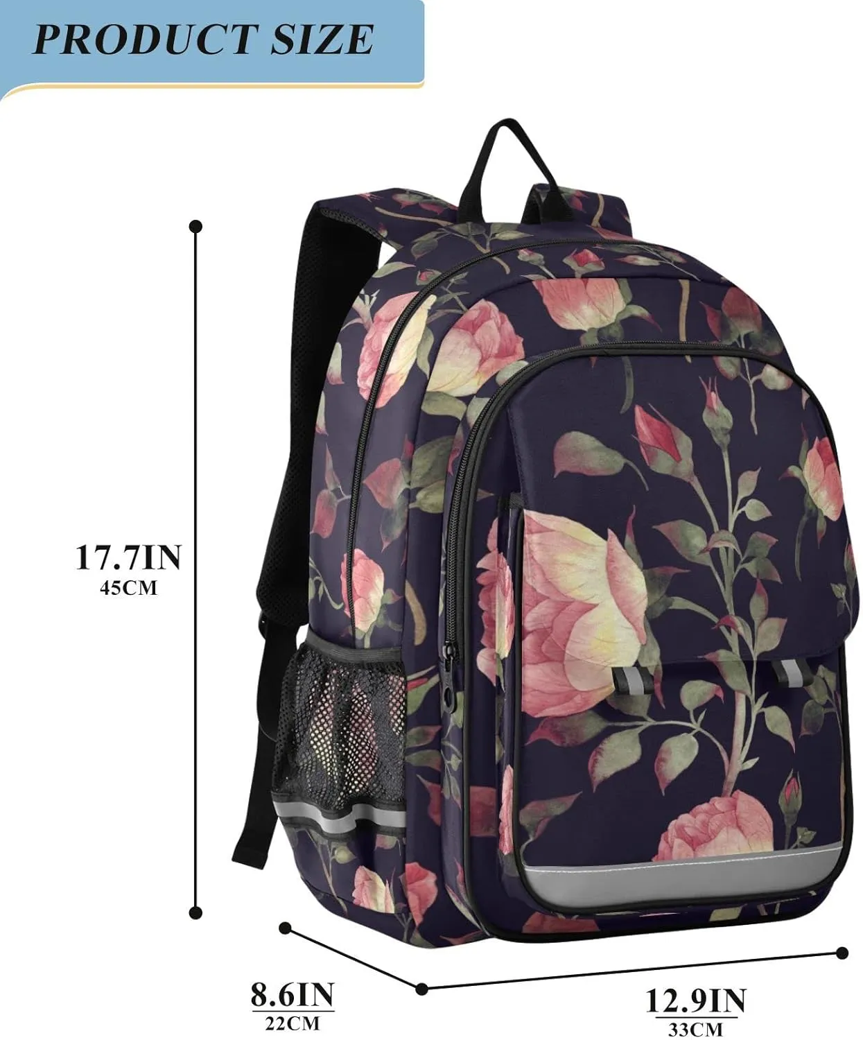 ALAZA Floral Roses Watercolor Casual Backpack Travel Daypack Bookbag