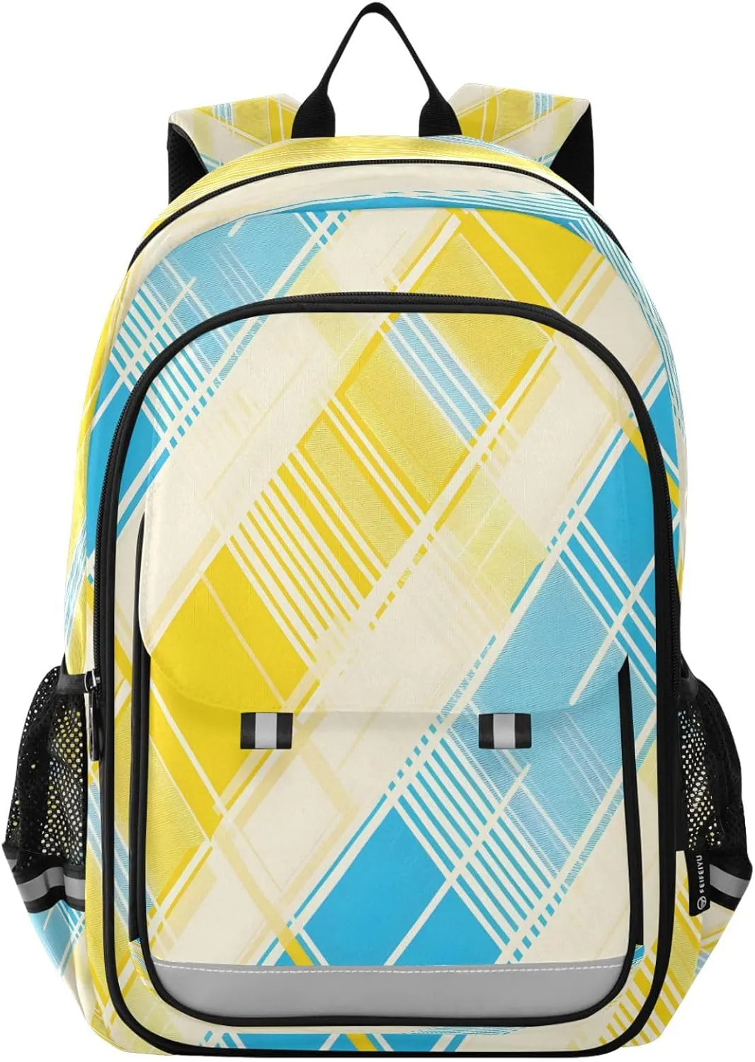 ALAZA Light Color Yellow Blue Checked School Backpacks Travel Laptop Bag Kids Bookbag for Girls Boys Teens Women Men
