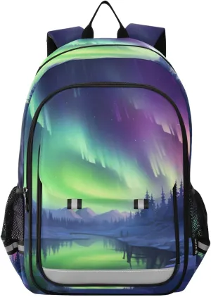 ALAZA Milky Way in Night Forest Scene with Fog School Backpacks for Girls Boys Kids Middle High Schoolbag Lightweight Bookbag Large Capacity Multiple Pockets Laptop Backpack for Women Men