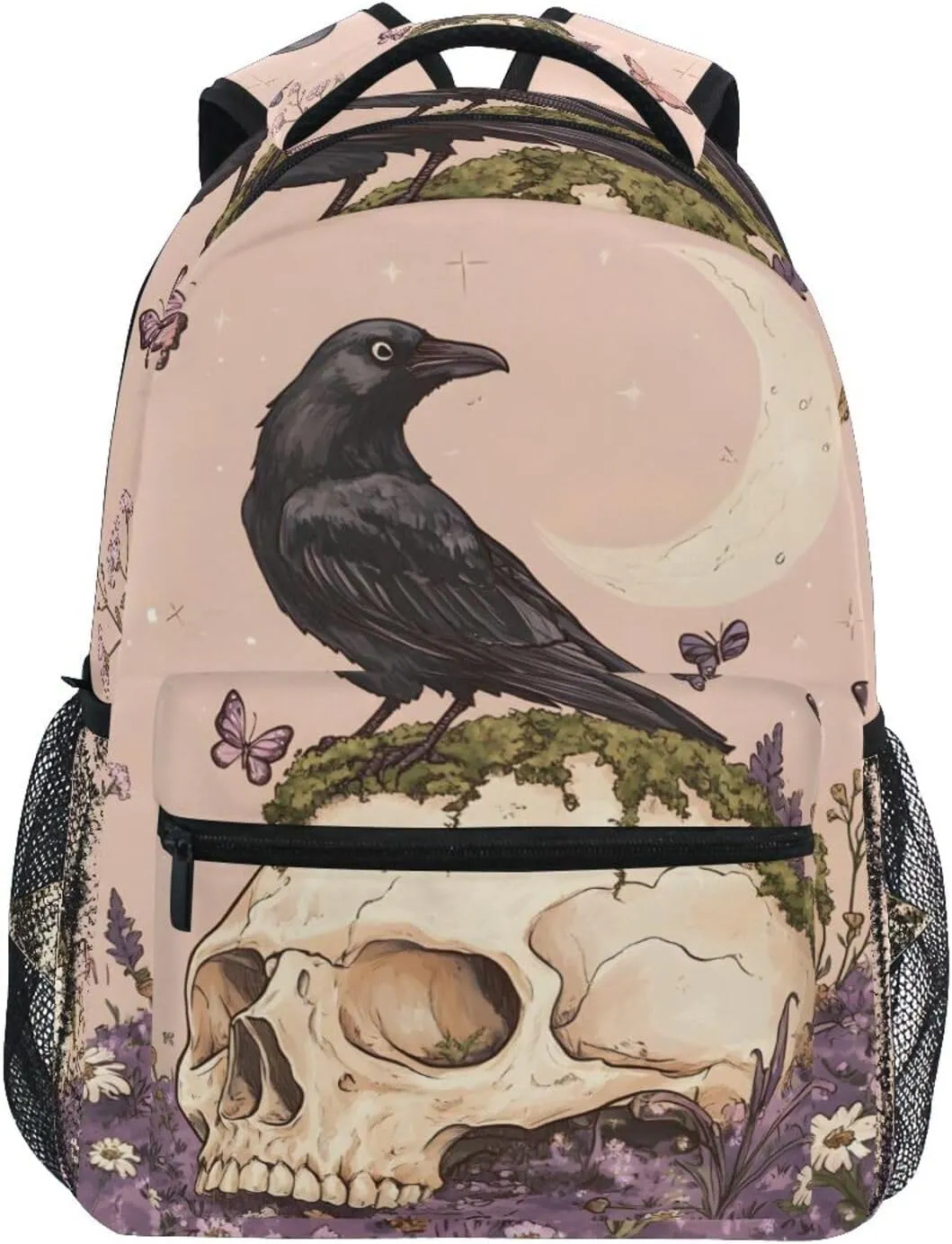 ALAZA Skeleton Crow Kid's Shool Backpack for Girls Boys,Laptop Travel Backpack for Elementary Middle School Bag Teenagers Bookbag with Comfy Shoulder Starp,16.9" H