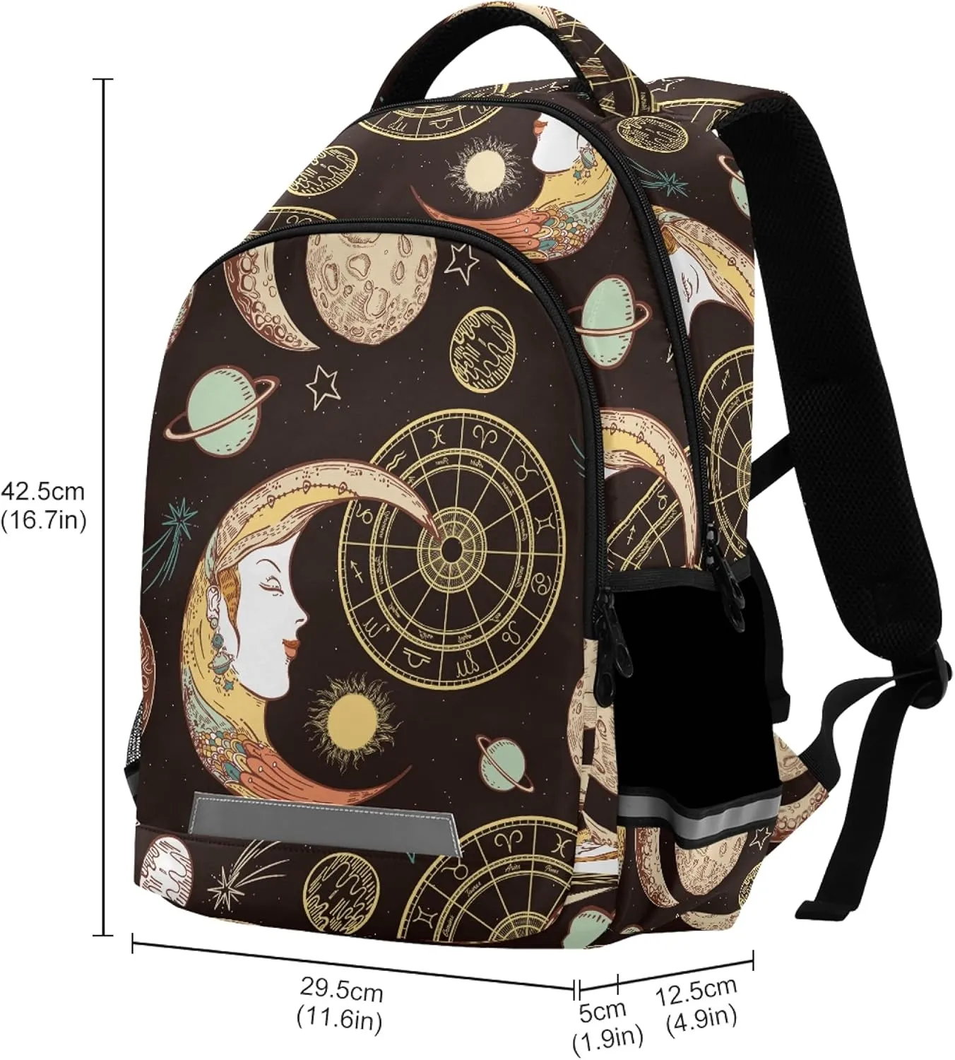 ALAZA Sun Crescent Moon Face Astrology Boho Backpack Purse for Women Men Personalized Laptop Notebook Tablet School Bag Stylish Casual Daypack, 13 14 15.6 inch