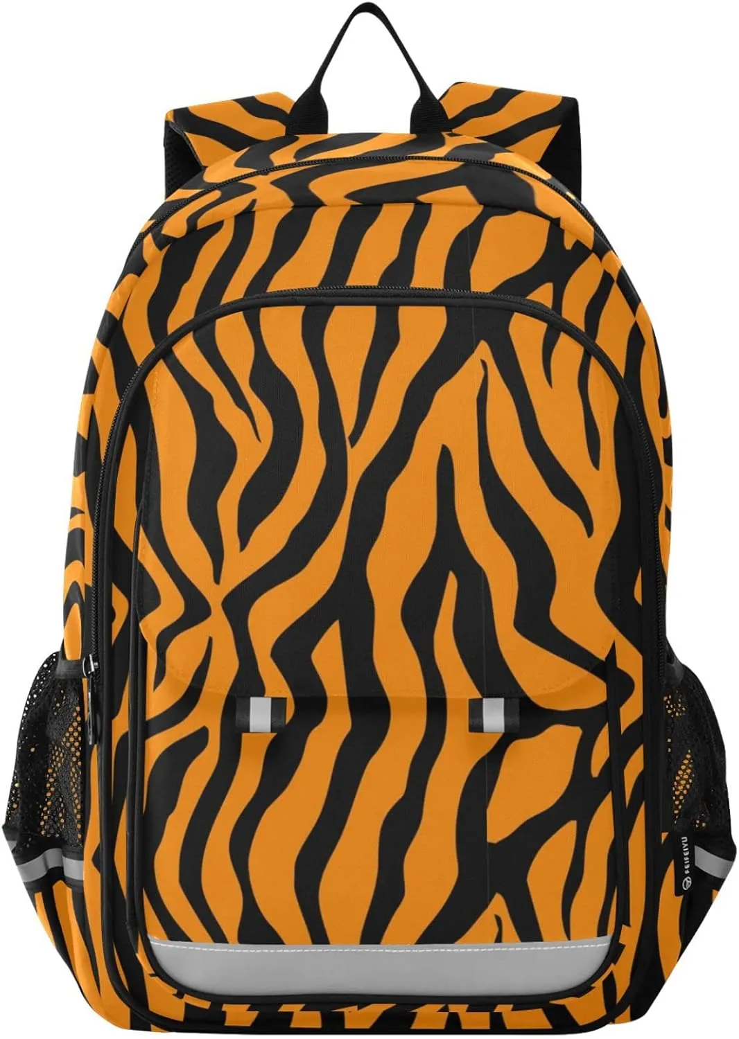 ALAZA Tiger Orange Stripe Repeated Seamless Black Jungle Safari Casual Backpack Travel Daypack Bookbag