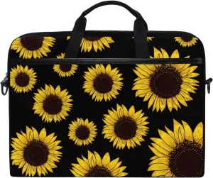 ALAZA Vintage Sunflower Floral Laptop Case Bag Sleeve Portable Crossbody Messenger Briefcase Convertible w/Strap Pocket for MacBook Air Pro Surface Dell ASUS hp Lenovo 14-15.4 inch