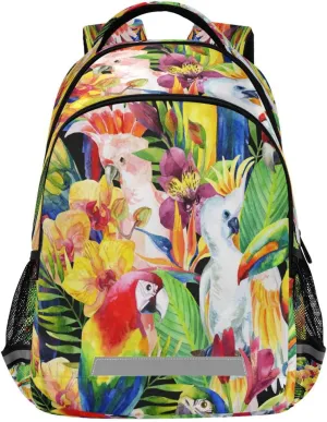 ALAZA Watercolor Parrots Bird Backpack For women Bookbag Travel Daypack
