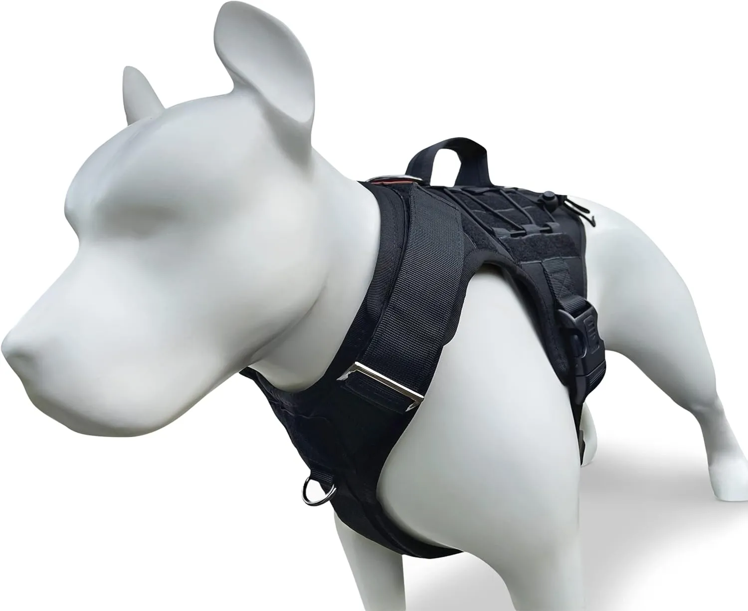ALBCORP Tactical Dog Vest Harness - Heavy Duty, No-Pull Training Vest for Large Breeds, Military Service Dog Vest with Front Leash Clip, Hook & Loop Panels, Padded Handle