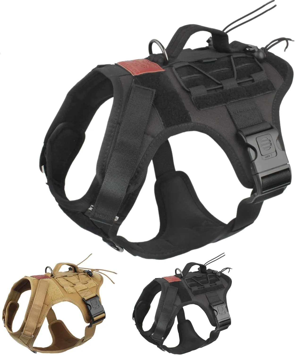 ALBCORP Tactical Dog Vest Harness - Heavy Duty, No-Pull Training Vest for Large Breeds, Military Service Dog Vest with Front Leash Clip, Hook & Loop Panels, Padded Handle