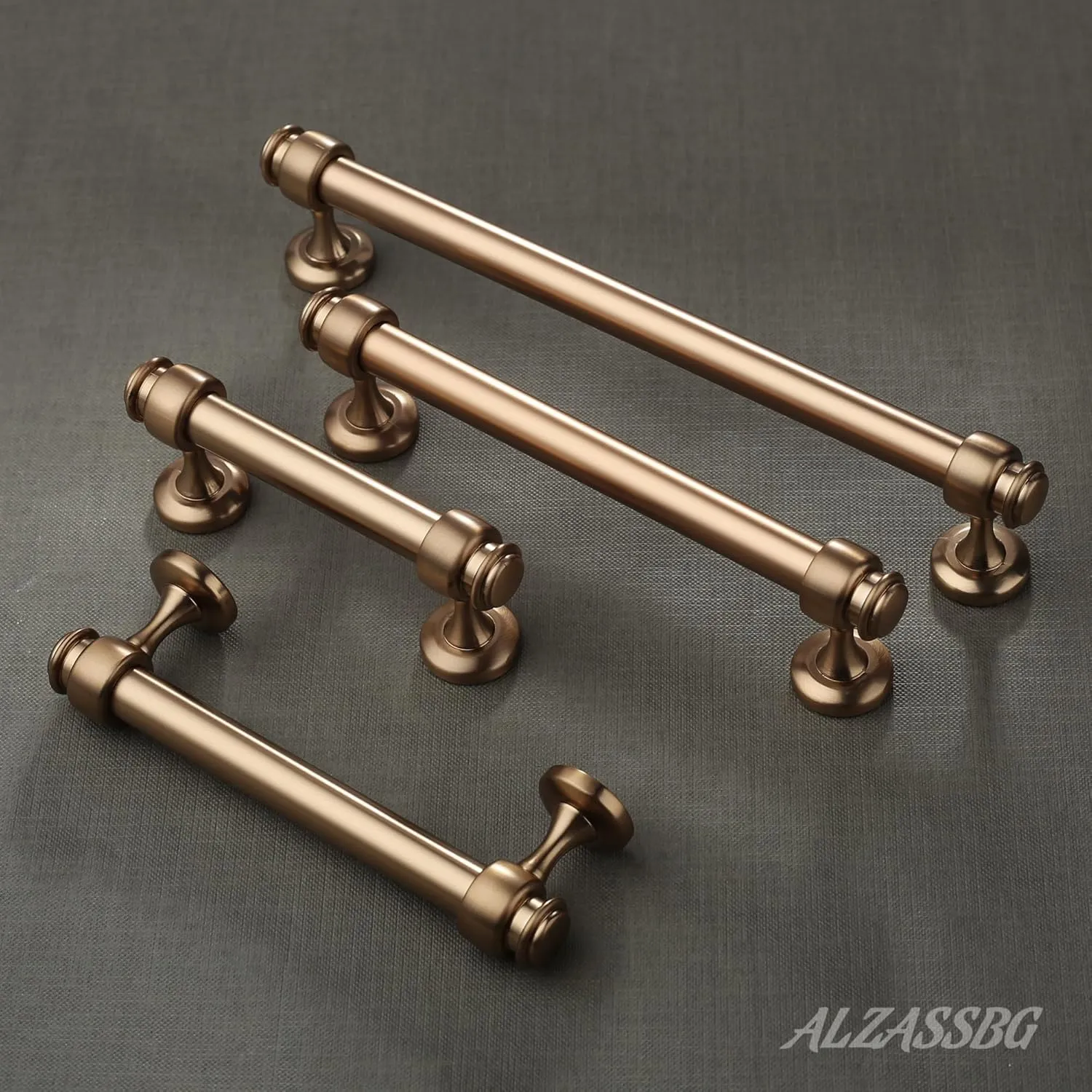 Alzassbg 10 Pack Champagne Bronze Cabinet Pulls, 5 Inch(128mm) Hole Centers Cabinet Handles Kitchen Hardware Straight Bar for Cabinets and Drawer AL3082BRG