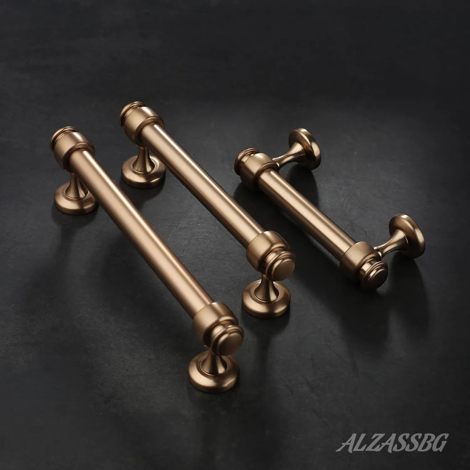 Alzassbg 10 Pack Champagne Bronze Cabinet Pulls, 5 Inch(128mm) Hole Centers Cabinet Handles Kitchen Hardware Straight Bar for Cabinets and Drawer AL3082BRG