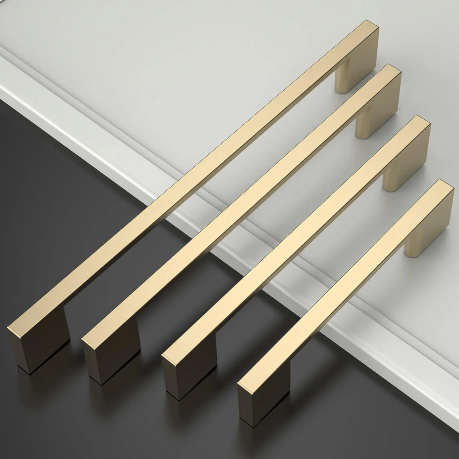 Amerdeco 10 Pack Brushed Brass Cabinet Pulls 5 Inch(128MM) Hole Centers Kitchen Cabinet Handles Cabinet Hardware Kitchen Handles for Cabinets Cupboard Handles Drawer Pulls ZH0060