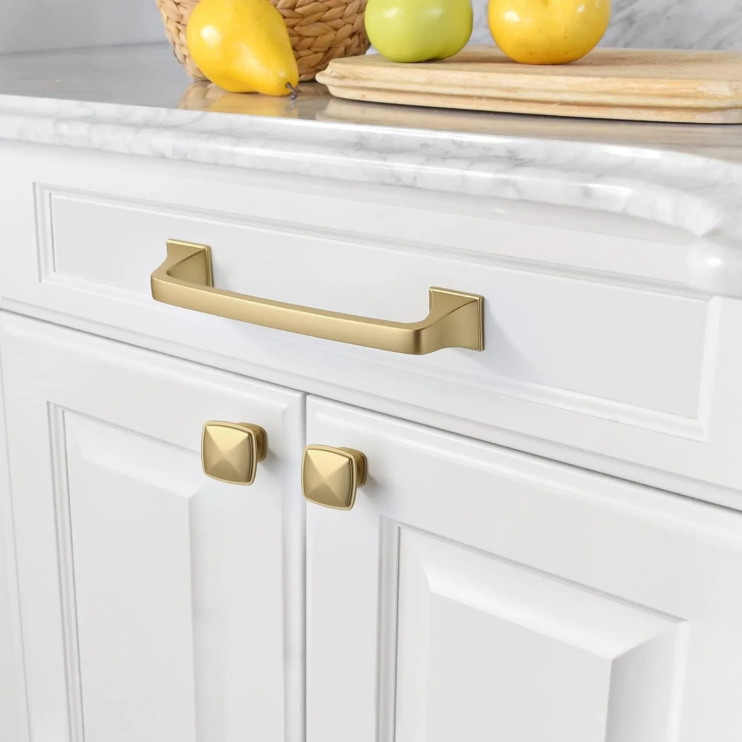 Amerdeco 10 Pack Brushed Gold Cabinet Pulls 5 Inch(128mm) Hole Center Cabinet Hardware Kitchen Cabinet Handles for Bathroom Pulls ZH002