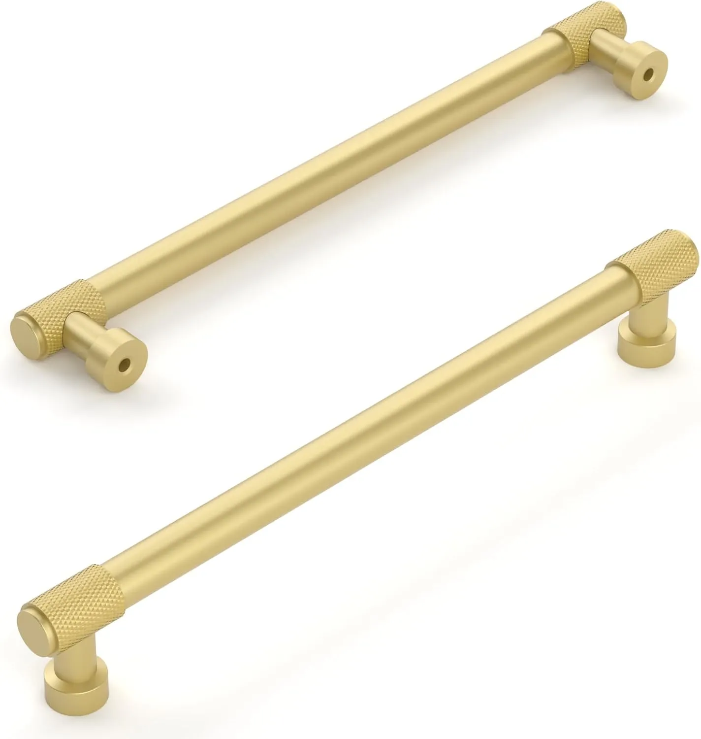 Amerdeco 10 Pack Brushed Gold Knurled Cabinet Pulls 10 Inch(254mm) Hole Center Kitchen Cabinet Handles Drawer Pulls Cabinet Hardware ZH0034