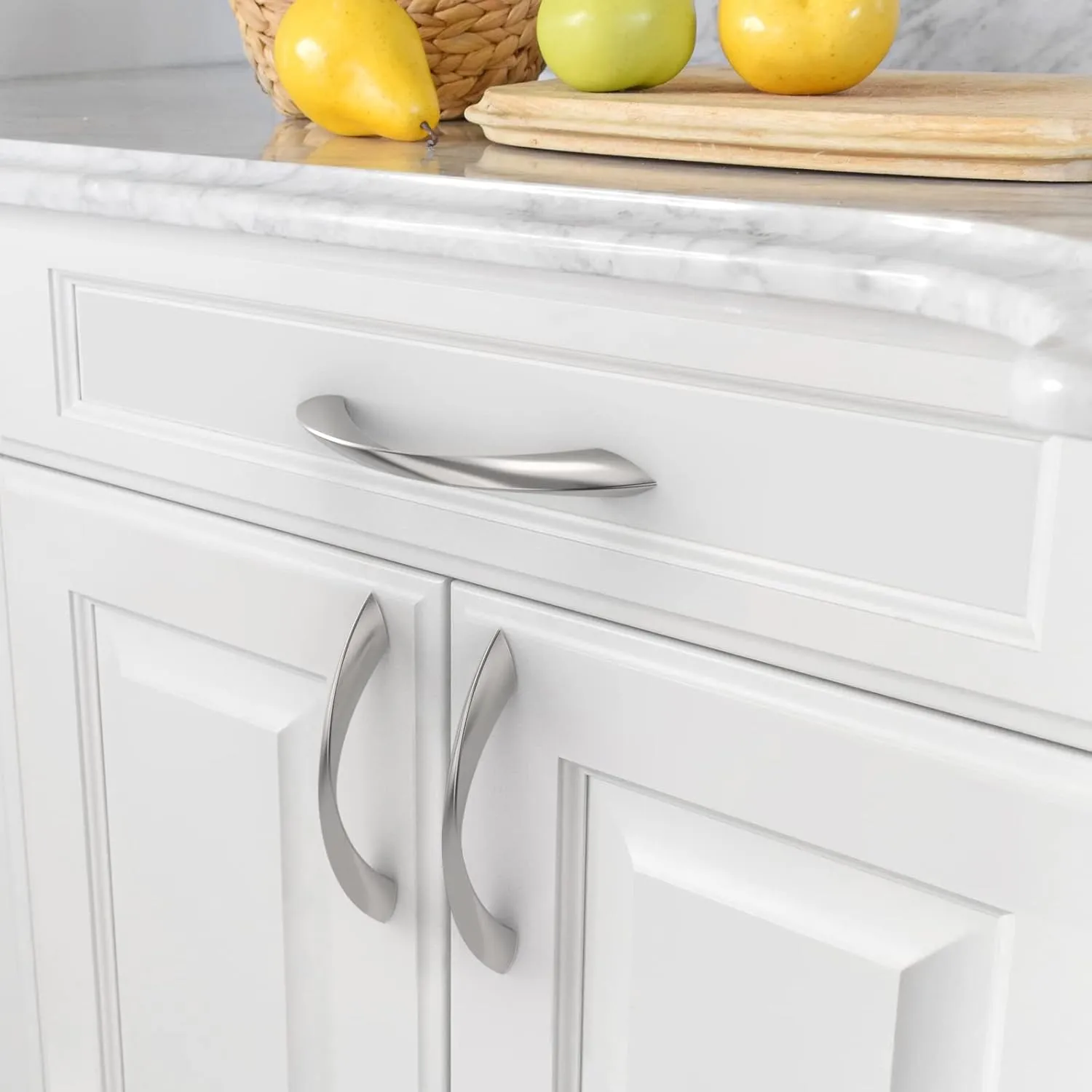 Amerdeco 10 Pack Brushed Satin Nickel 3.75 Inch(96mm) Hole Centers Kitchen Arch Twisted Cabinet Pulls Cabinet Hardware Kitchen Handles for Cabinets Cupboard Handles Drawer Pulls ZH0048