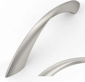 Amerdeco 10 Pack Brushed Satin Nickel 3.75 Inch(96mm) Hole Centers Kitchen Arch Twisted Cabinet Pulls Cabinet Hardware Kitchen Handles for Cabinets Cupboard Handles Drawer Pulls ZH0048