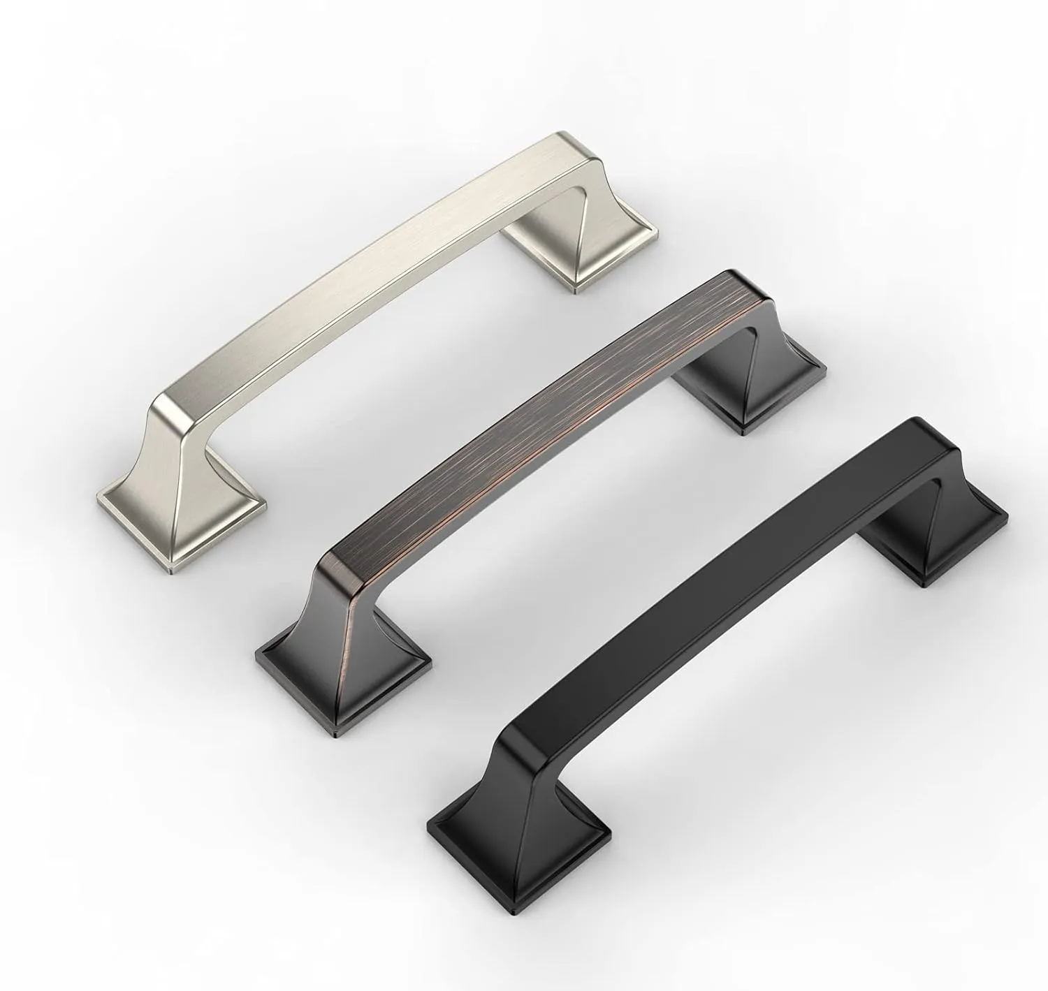 Amerdeco 10 Pack Brushed Satin Nickel 3.75 Inch(96mm) Hole Centers Kitchen Cabinet Pulls Hardware Kitchen Handles for Cabinets Cupboard Handles Drawer Pulls