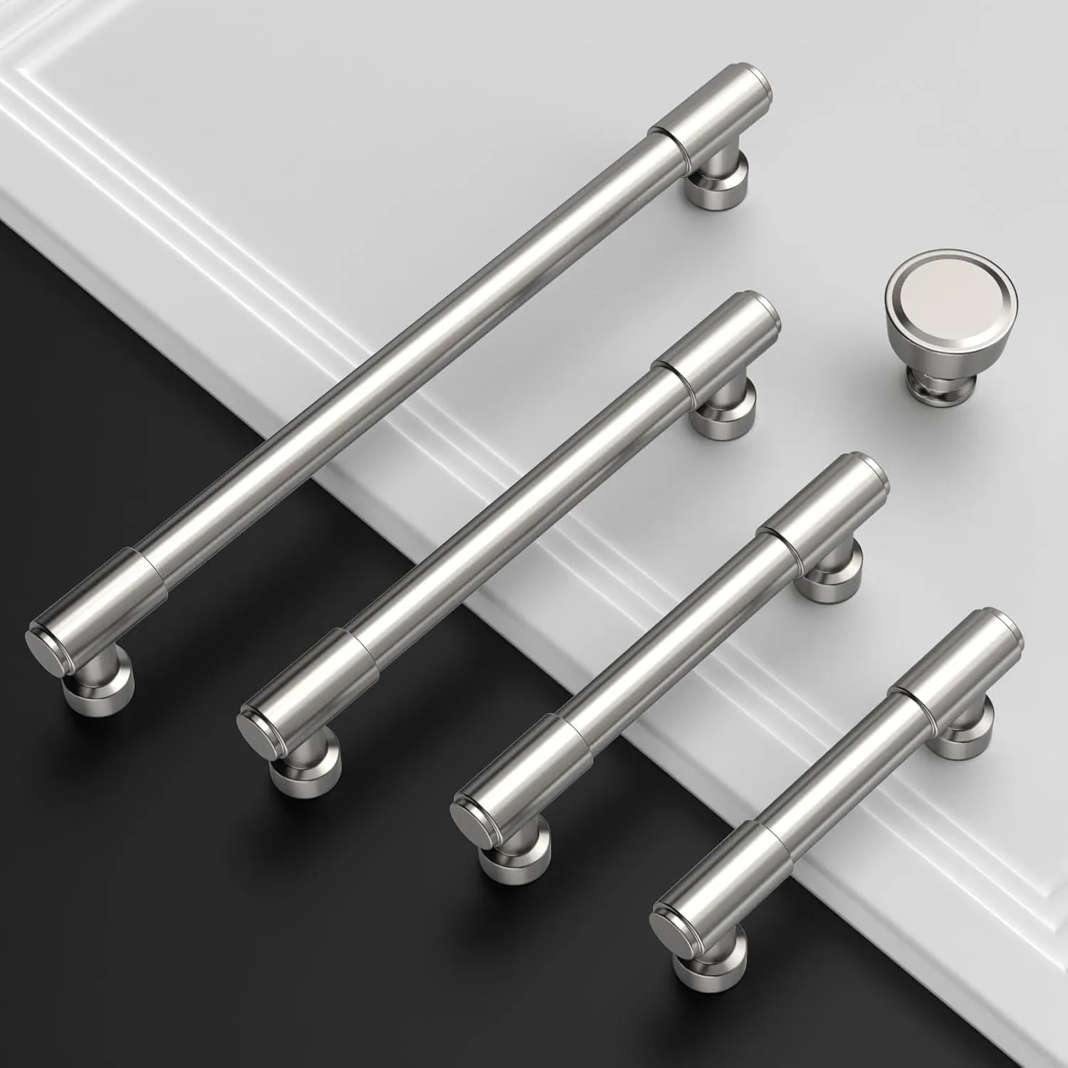 Amerdeco 10 Pack Brushed Satin Nickel Cabinet Pulls 10 Inch(254mm) Hole Center Drawer Pulls Cabinet Hardware Kitchen Cabinet Handles for Bathroom ZH0075