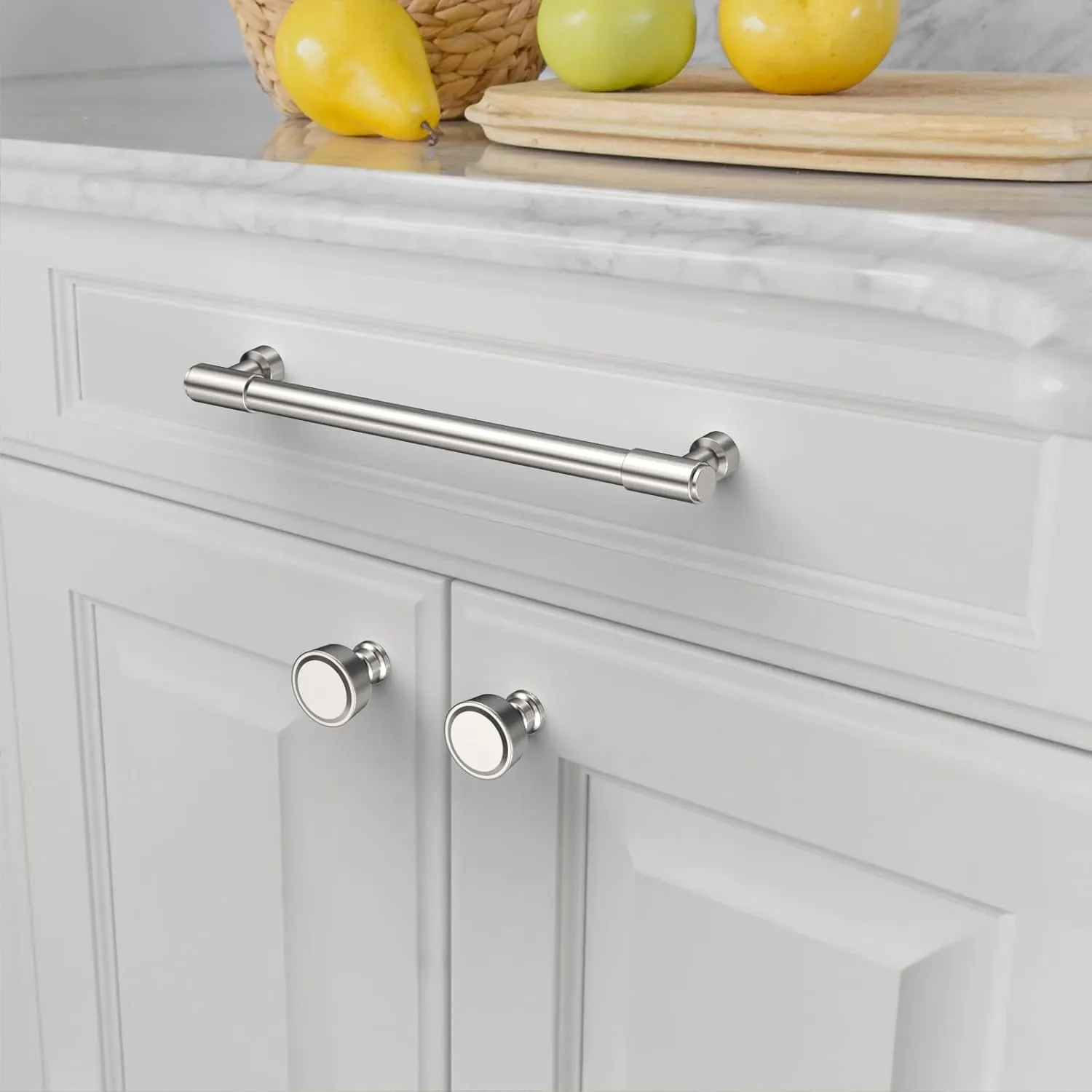Amerdeco 10 Pack Brushed Satin Nickel Cabinet Pulls 10 Inch(254mm) Hole Center Drawer Pulls Cabinet Hardware Kitchen Cabinet Handles for Bathroom ZH0075