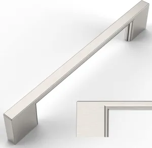 Amerdeco 10 Pack Brushed Satin Nickel Cabinet Pulls - 5 Inch(128MM) Hole Centers Kitchen Handles for Cabinets and Cupboards - ZH0060