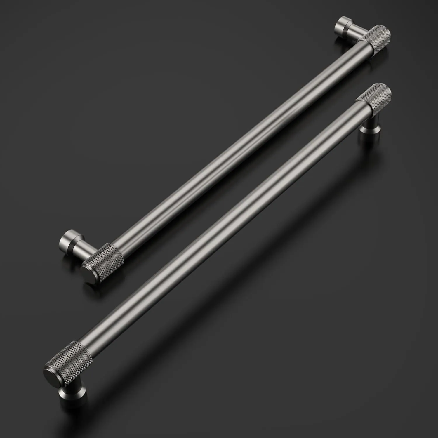 Amerdeco 10 Pack Brushed Satin Nickel Knurled Cabinet Pulls 10 Inch(254mm) Hole Center Kitchen Cabinet Handles Drawer Pulls Cabinet Hardware ZH0034