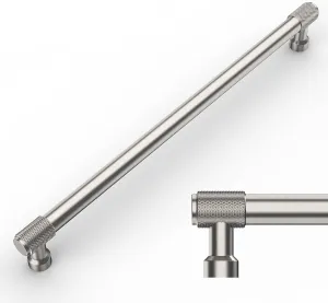 Amerdeco 10 Pack Brushed Satin Nickel Knurled Cabinet Pulls 10 Inch(254mm) Hole Center Kitchen Cabinet Handles Drawer Pulls Cabinet Hardware ZH0034