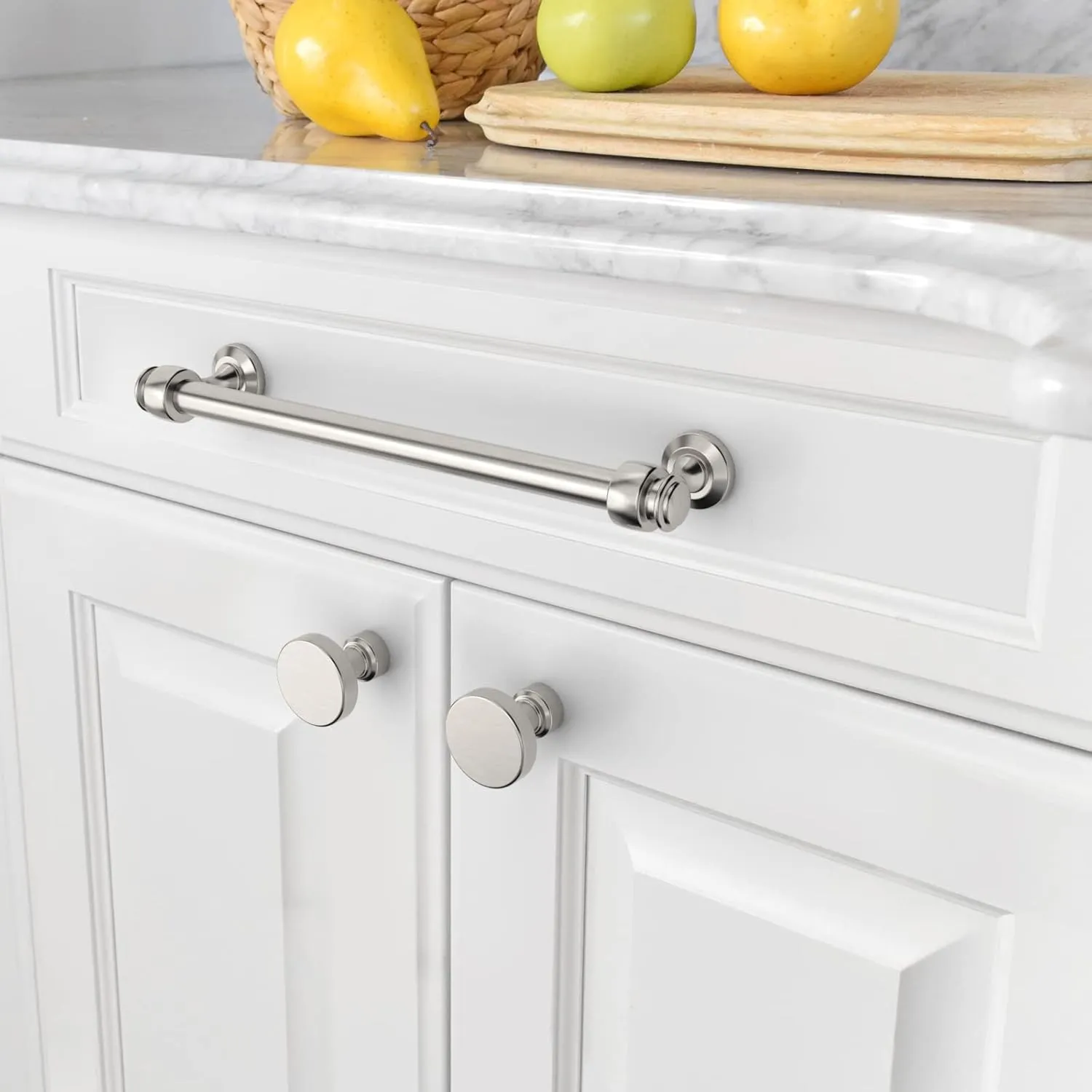 Amerdeco 10 Pack Brushed Satin Nickle Cabinet Pulls 6.3 Inch Hole Centers Kitchen Cabinet Hardware,Solid Cabinet Handles for Bathroom Drawer Handles IH0005…