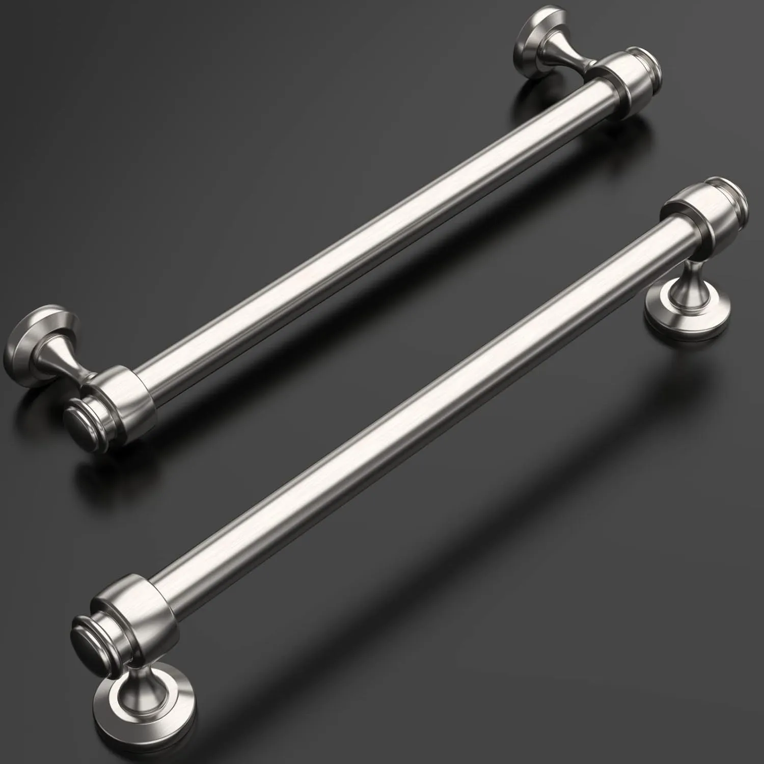Amerdeco 10 Pack Brushed Satin Nickle Cabinet Pulls 6.3 Inch Hole Centers Kitchen Cabinet Hardware,Solid Cabinet Handles for Bathroom Drawer Handles IH0005…