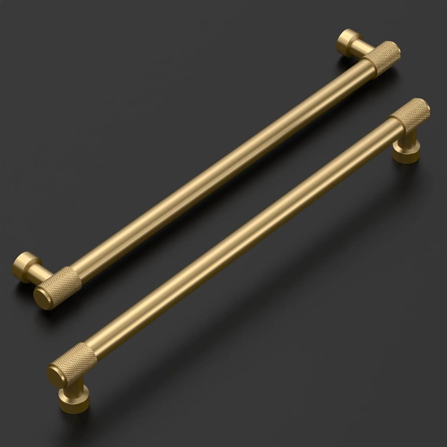 Amerdeco 10 Pack Champagne Bronze Knurled Cabinet Pulls 10 Inch(254mm) Hole Center Kitchen Cabinet Handles Drawer Pulls Cabinet Hardware ZH034